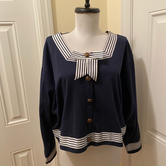 Vintage Navy Wave Sailor Button Up Cardigan Blazer - Picture 4 of 15